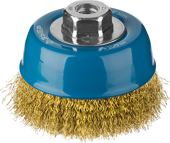 Профессионал. Щетка чашечная для УШМ, витая латунированная стальная проволока 0,3мм, 100ммхМ14 ЗУБР