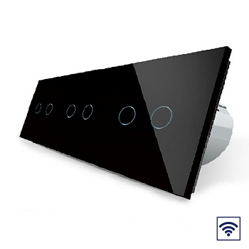 Сенсорный радиоуправляемый выключатель 6 клавиш 3 модуля Черный Livolo