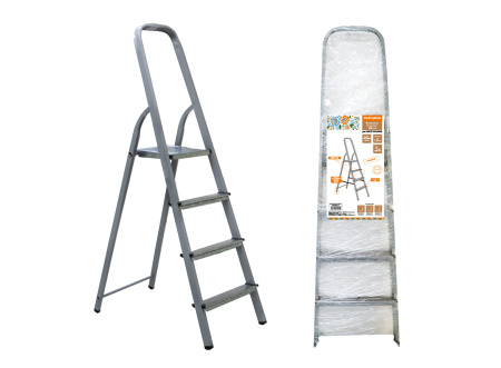 Стремянка стальная ССт-4, 4 ступени с цинковым покрытием, стальной профиль, h=820 мм, Народная TDM