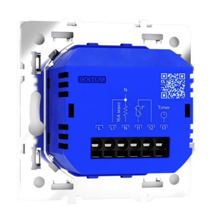 Терморегулятор электронный Voltum S70 с индикацией и датчиком, для теплого пола, (белый глянцевый)