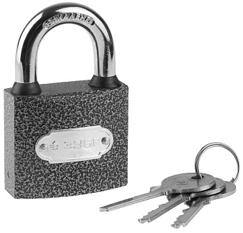 Замок "Мастер" навесной, металлический корпус, закаленная дужка, 50мм ЗУБР