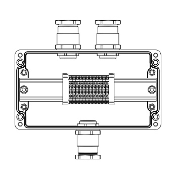 Взрывозащ. клемм. коробка из полиэстера TBE-P-04-(12xCBC.2)-2xKH3MHK(A)(C)1Ex e IIC Т5 Gb / Ex tb IIIC T95°C Db IP66/ КЗ DKC