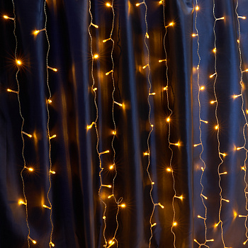 Св/д гирлянда Feron CL20 занавес, статчиная, 2*2м + 3м 230V желтый, прозр.шнур