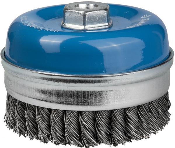 ЭКСПЕРТ. Щетка чашечная усиленная для УШМ, плетеные пучки стальной проволоки 0,8мм, 100ммхМ14 ЗУБР