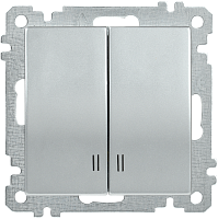 Выключатель 2-клавишный с индикацией ВС10-2-1-Б 10А BOLERO серебряный IEK