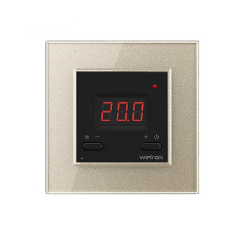 Терморегулятор Welrok AZ Wi-Fi для рамки LIVOLO с электронным управлением, датчик пола 3 м, цвет черный с рамкой шампань