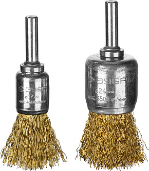 Профессионал. Набор щеток кистевых для дрели, витая стальная латунированная проволока 0,3мм, для дрели, 2шт ЗУБР