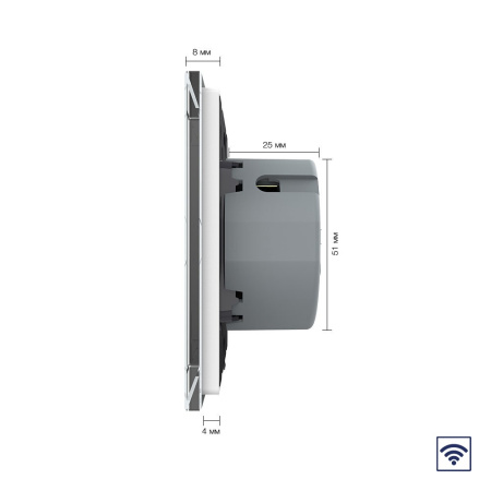 Сенсорный радиоуправляемый выключатель 3 клавиши (2-1), 2 поста Белый Livolo