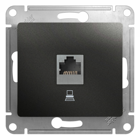 GLOSSA  Механизм розетки без лицевой панели СУ комп. RJ45 кат.5Е антрацит IP20 Schneider Electric