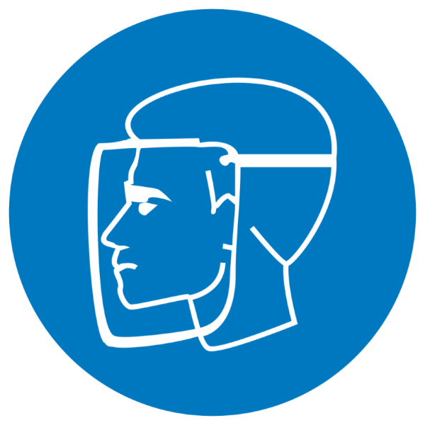 Знак M 08 "Работать в защитном щитке" ф200 мм, пленка самоклеящаяся ГОСТ Р 12,4,026-2001 EKF