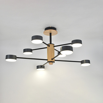 Люстра под лампу GCHL-8GX53-M Черная+Дерево Элизиум General Люстра под лампу GCHL-8GX53-M Черная+Дерево Элизиум General
