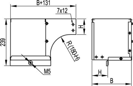 Угол CDSD 90 вертикальный внеш. переходник прав. осн.200 H50, горячеоцинкованный DKC