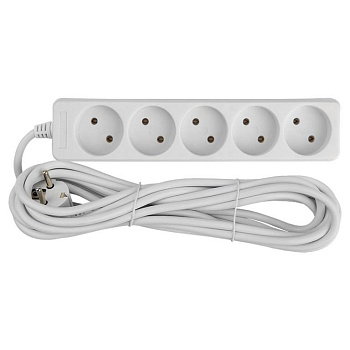 Удлинитель бытовой GES-10-2x075-5-1,5m, 10А, 2х0,75 мм2, 5 мест, 1,5 метра, без заземления, без вылючателя General