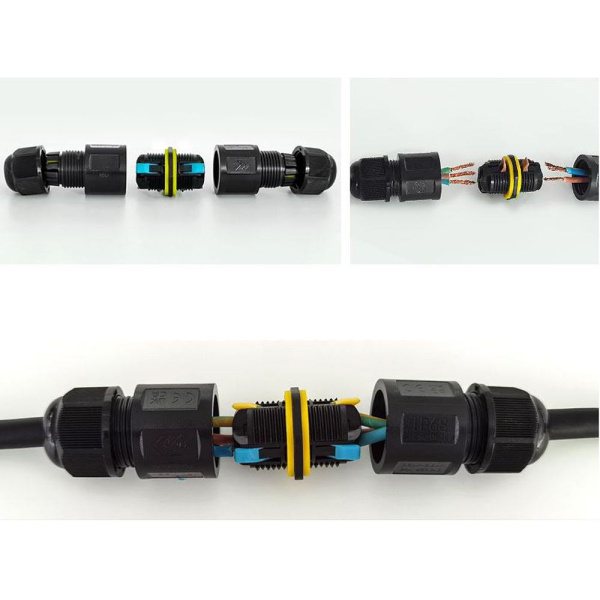 Соединитель-коннектор 3-контактный LD545 с рычажной клеммой, с пружинным контактом, водонепроницаемый, черный STEKKER