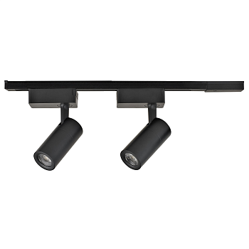07-41 Комплект из 2 трековых свет-ов на шинопроводе 2х10Вт, 230В/50Гц, 1600лм, 4000К, IP20, чёрный, 500х50х150мм, накладной однофазный шинопровод, алю