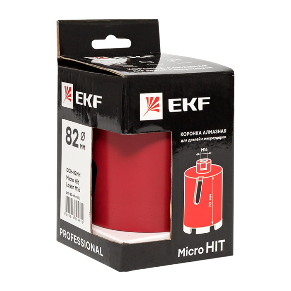 Коронка алмазная для дрелей с микроударом DCH-82MH Micro Hit Laser M16 Professional EKF