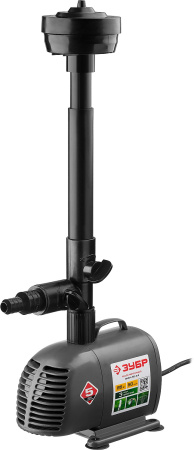 Насос фонтанный, ЗНФЧ-50-3.4, для чистой воды, напор 3,4 м, насадки: колокольчик, гейзер, каскад, 85 Вт, 50 л/мин ЗУБР