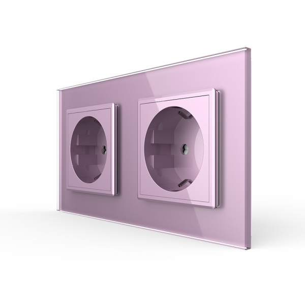 Розетка электрическая 16А 2 поста, цвет розовый Livolo