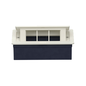 Donel Настольный встраиваемый выдвижной розеточный блок 6 мод. (3 мод. 45х45), с разделителем, белый