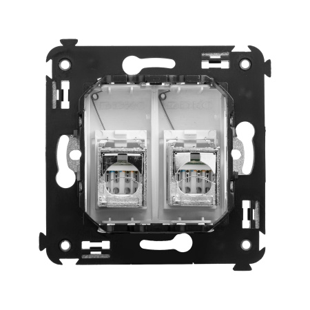 Компьютерная розетка RJ-45 в стену, кат.6 двойная экранированная,"Avanti", "Белое облако" DKC