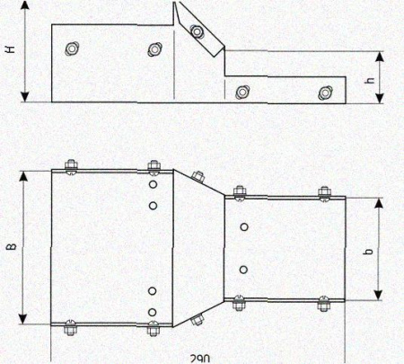 Лоток переходной замковый ЛПЗ 500х85-100х40 УХЛ1 горячее цинкование, S1,5