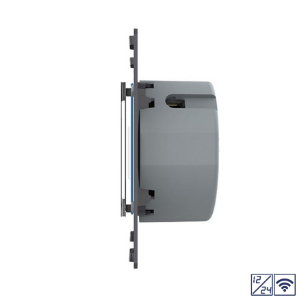 Двухклавишный сенсорный выключатель Quadro 12/24В с радиоупр., цвет черный (механизм) Livolo