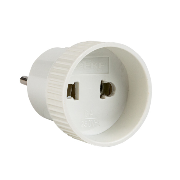 Адаптер-переходник б/з бел, 6А 250В PROxima EKF