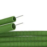 Труба ПВХ гибкая гофр. д.20мм, лёгкая с протяжкой, 100м, цвет зеленый DKC