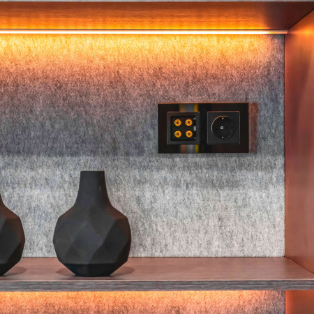 Розетка с заземлением, безвинтовой зажим (черный матовый) СУ IP20 Werkel