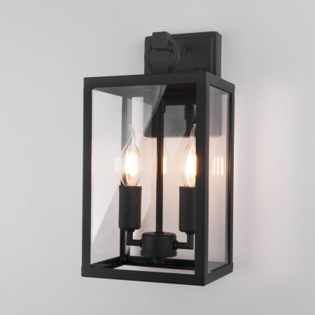 Уличный настенный светильник 2*E14 черный IP43 Candle (a058260) Elektrostandard