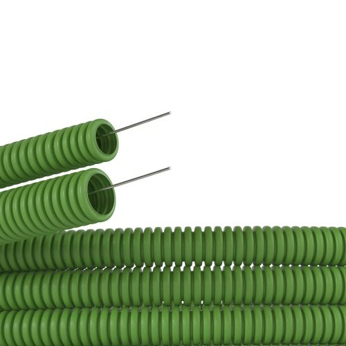 Труба ПВХ гибкая гофр. д.20мм, лёгкая с протяжкой, 100м, цвет зеленый DKC