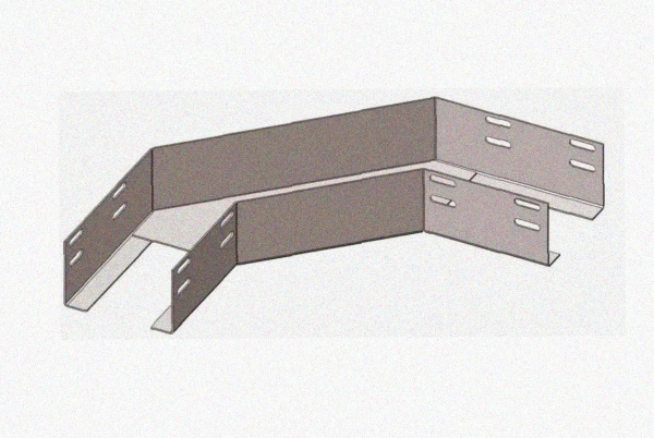 Лоток угловой замковый глухой КГЗГ 250х50-135 УТ1,5 поворот на 135, горячее цинкование, S1,5