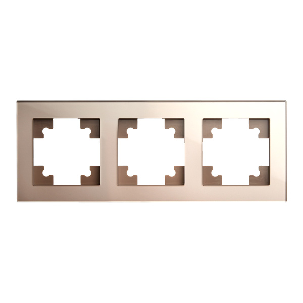 Рамка 3-местная, стекло,, STEKKER, GFR00-7003-02, серия Катрин, шампань