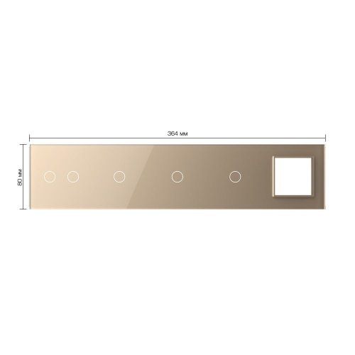 Панель для 4-х сенсорных выключателей и розетки, 5 клавиш (2+1+1+1), цвет золотой, стекло Livolo фото 2