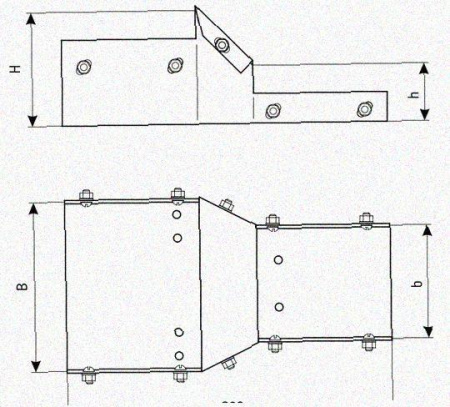Лоток переходной замковый ЛПЗ 300х65-200х65 УХЛ1, горячее цинкование, S1,5