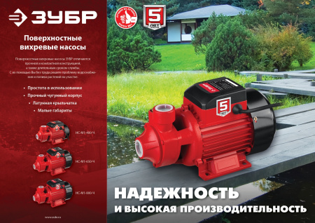 Поверхностный насос, 400 Вт, вихревой ЗУБР Поверхностный насос, 400 Вт, вихревой ЗУБР