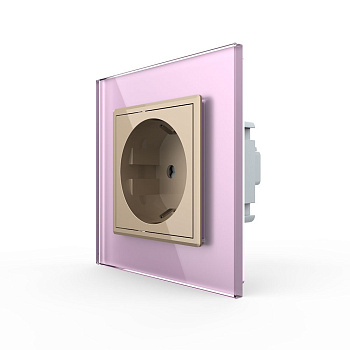 Розетка Livolo 1 пост Золотая с розовой рамкой VL-C7C1EU-13/17