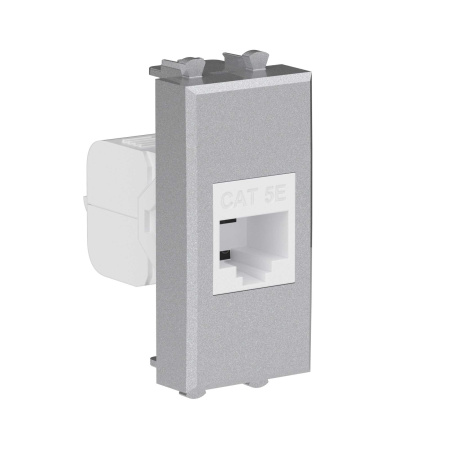 Компьютерная розетка RJ-45 без шторки модульная, кат.5е, "Avanti", "Закаленная сталь", 1 модуль DKC