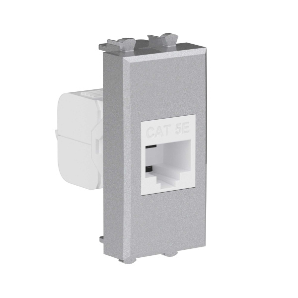 Компьютерная розетка RJ-45 без шторки модульная, кат.5е, "Avanti", "Закаленная сталь", 1 модуль DKC