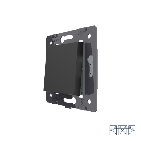 Клавиша перекрестного механического выключателя, цвет черный (механизм) Livolo