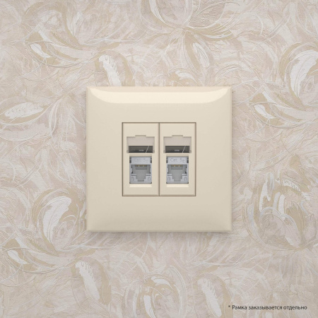 Компьютерная розетка RJ-45 в стену, кат.5e двойная экранированная,"Avanti", "Ванильная дымка" DKC