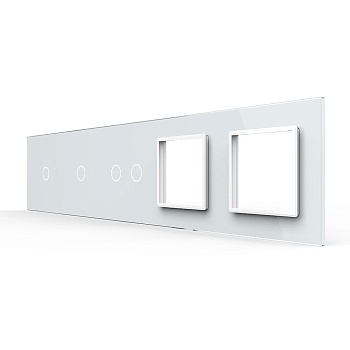 Панель для 3-х сенсорных выключателей и 2-х розеток, 4 клавиши (1+1+2), цвет белый, стекло Livolo