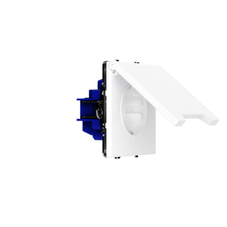 Розетка встраиваемая Voltum S70 с заземлением, защитными шторками и крышкой 16А, (белый глянцевый)