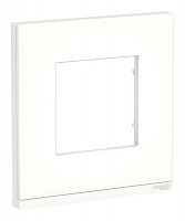 Unica Pure Рамка горизонтальная 1 пост . матовое стекло/белый IP21 Schneider Electric