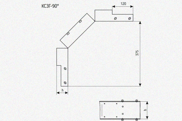 Лоток замковый глухой КСЗГ 400х80-90 УХЛ1 для поворота трассы вниз на 90, горячее цинкование S1,5