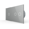 Сенсорный выключатель 3 клавиши (1-2), 2 поста Серый Livolo