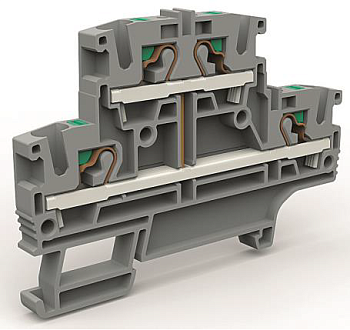 Двухярусная клемма с объединенными ярусами на 4 кв.мм DKC