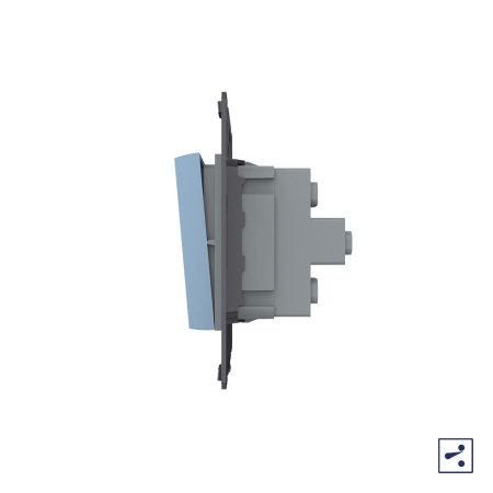 Двухклавишный проходной механический выключатель, цвет синий (механизм) Livolo