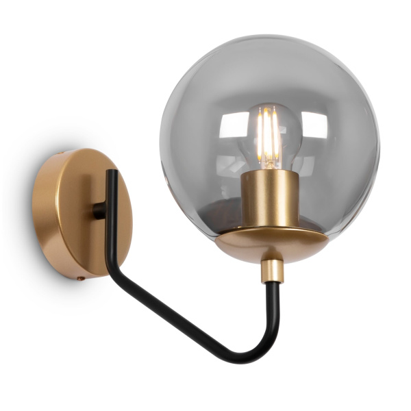 Настенный светильник (бра) 1*E27 40Вт Черный с Золотом IP20 Moricio FR5140WL-01GB Freya