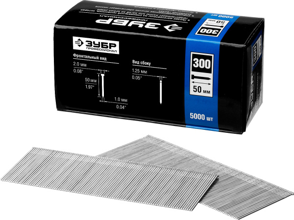 50 мм гвозди для нейлера тип 300, 5000 шт ЗУБР